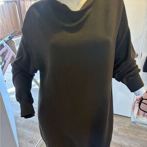 Cozy Black Ribbed Sweater Dress